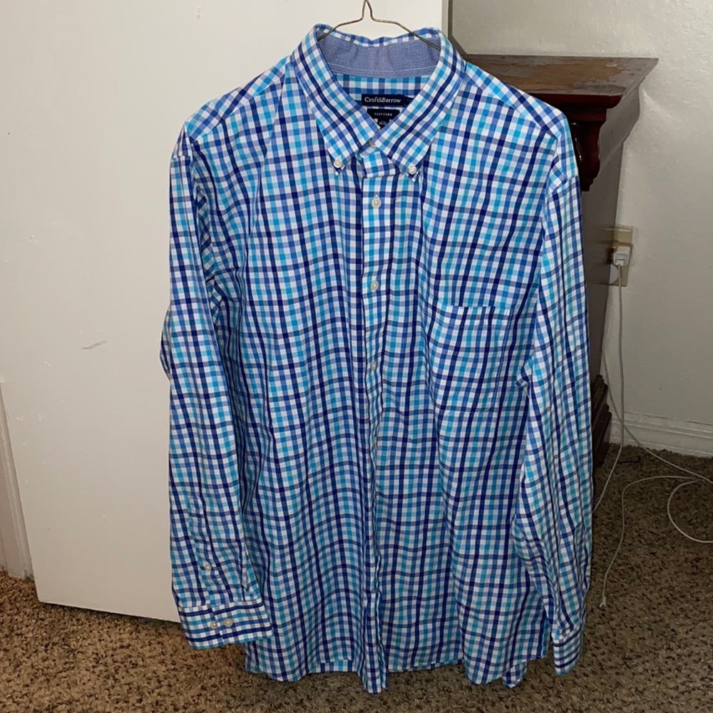 Croft&Barrow Blue/White Check Dress Shirt